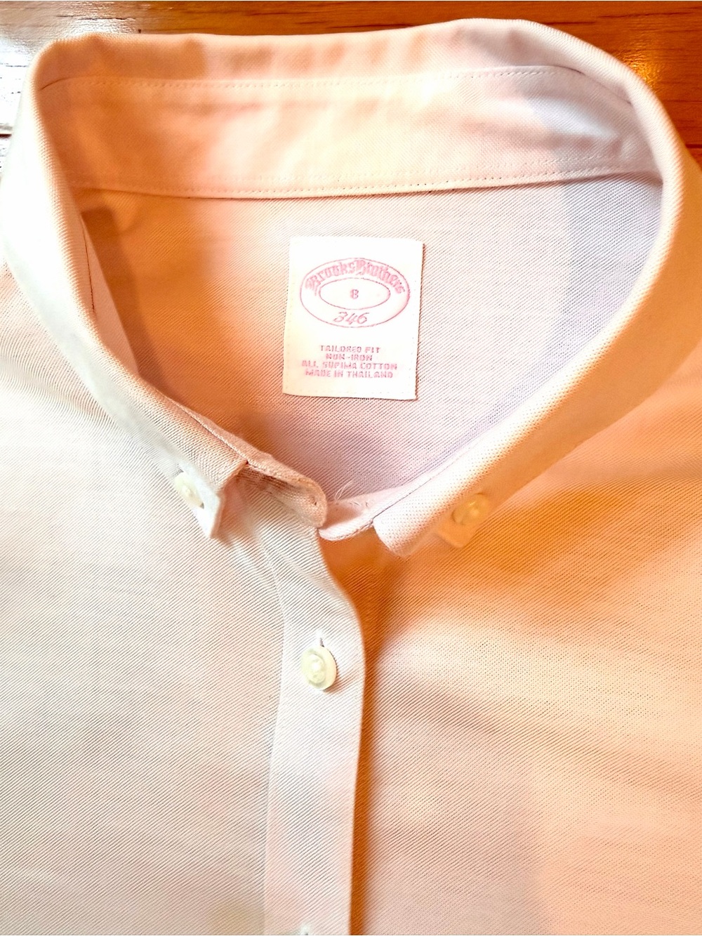 Brooks Brothers 346 Tailored Supima Cotton Button Down Shirt Size 8 Non Iron